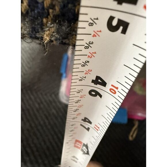 ZARA Houndstooth Wool Blend Long Coat Size L Brown Navy Double Breasted - Picture 10 of 14